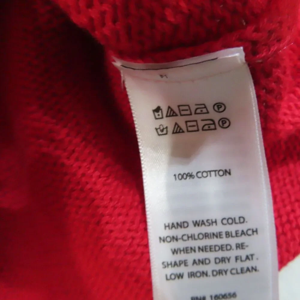 Rachel Zoe Knit Boxy Sweater Headband Set Large Red Short Sleeve Button Details‎